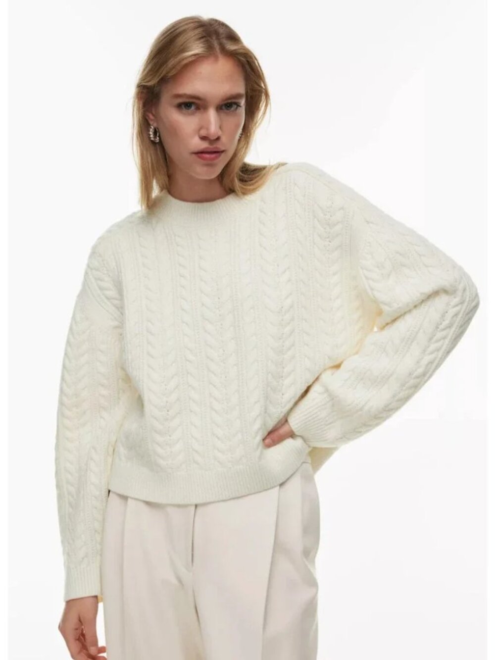 Aritzia The Group by Babaton Shores Merino Wool Sweater Birch Cream Size Small - Picture 3 of 8